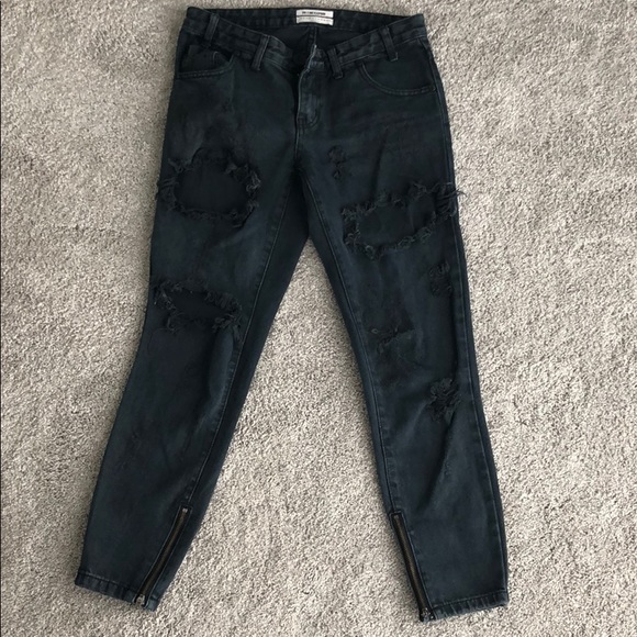 One teaspoon black distressed cropped jeans - Picture 1 of 8